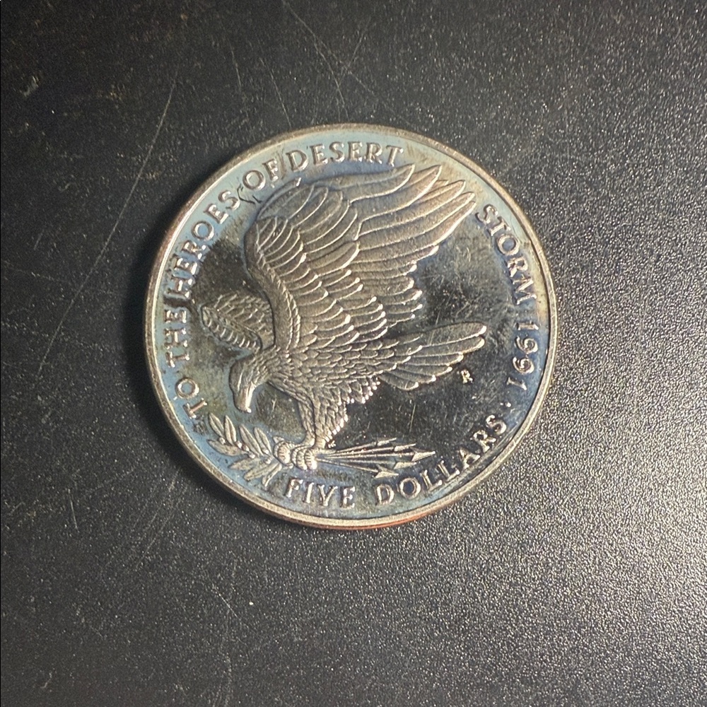 1991 Marshall Islands $5 coin commemorating the "Heroes of Desert Storm".